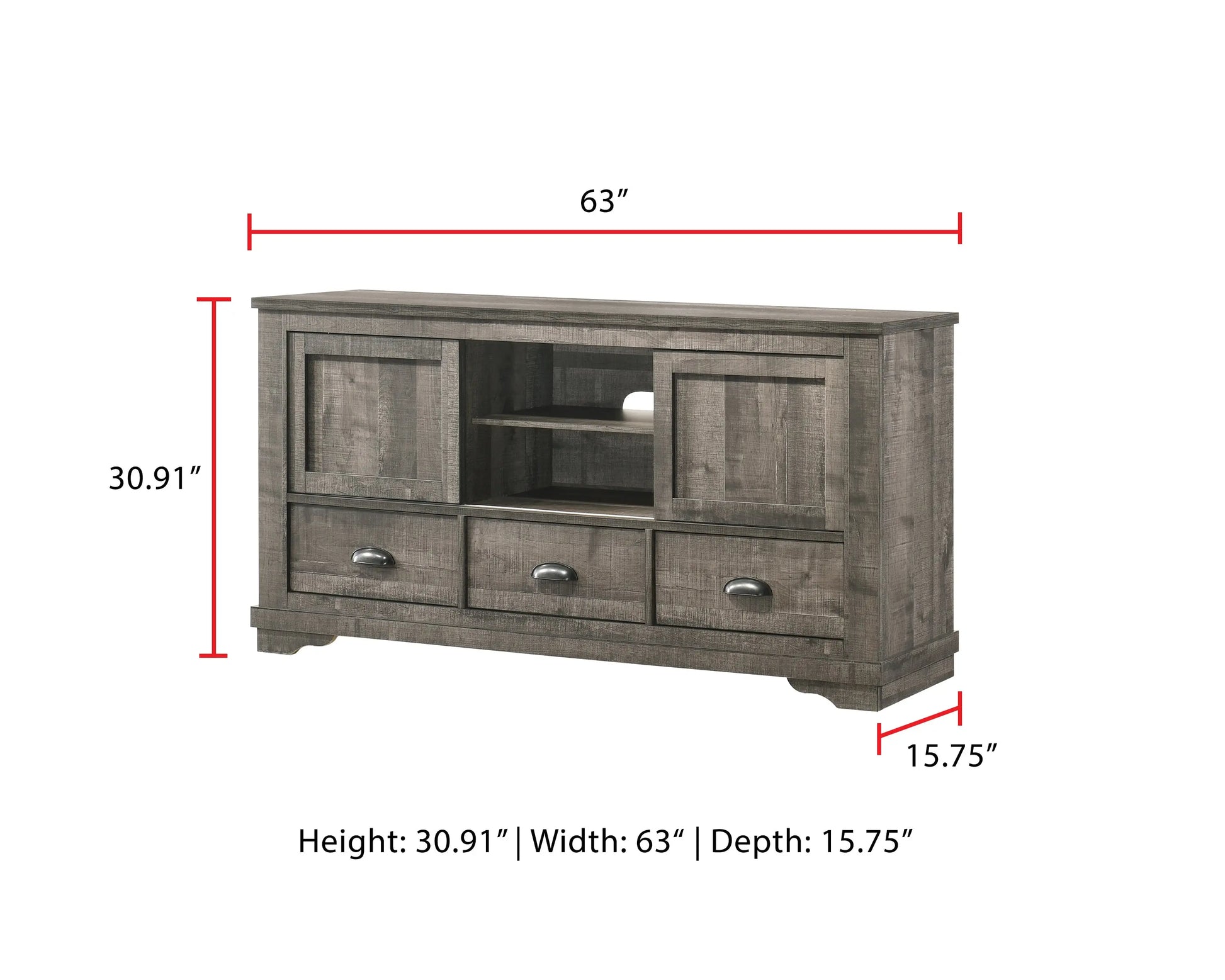 Coralee Gray 63" TV Stand Crown Mark