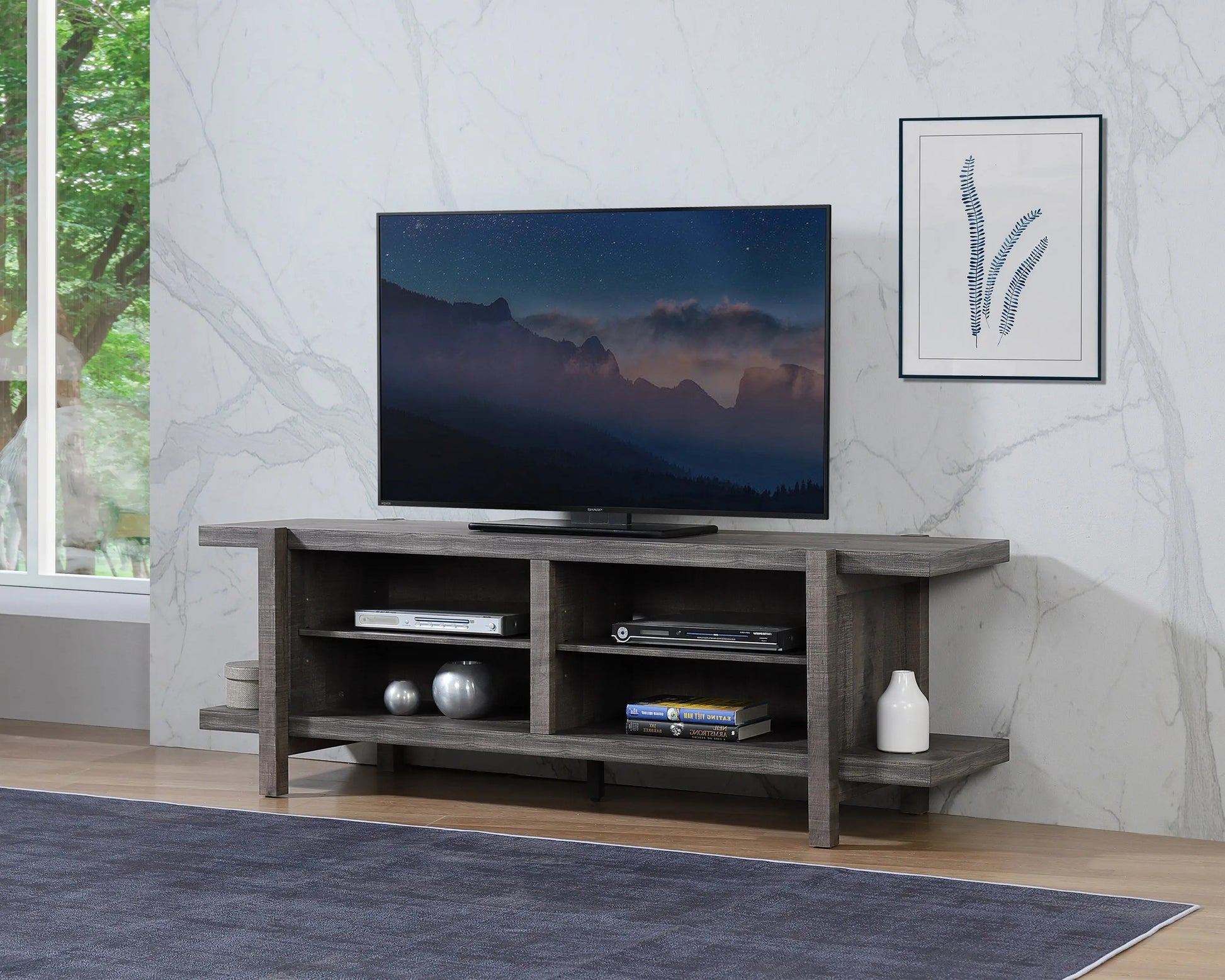 Coralee Gray TV Stand Crown Mark