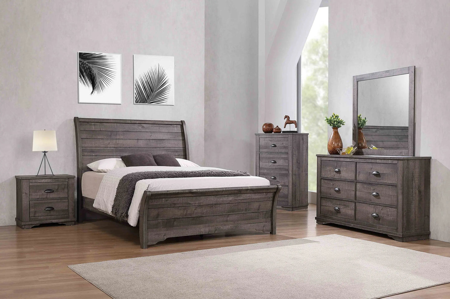 Coralee Gray Sleigh Bedroom Set Crown Mark