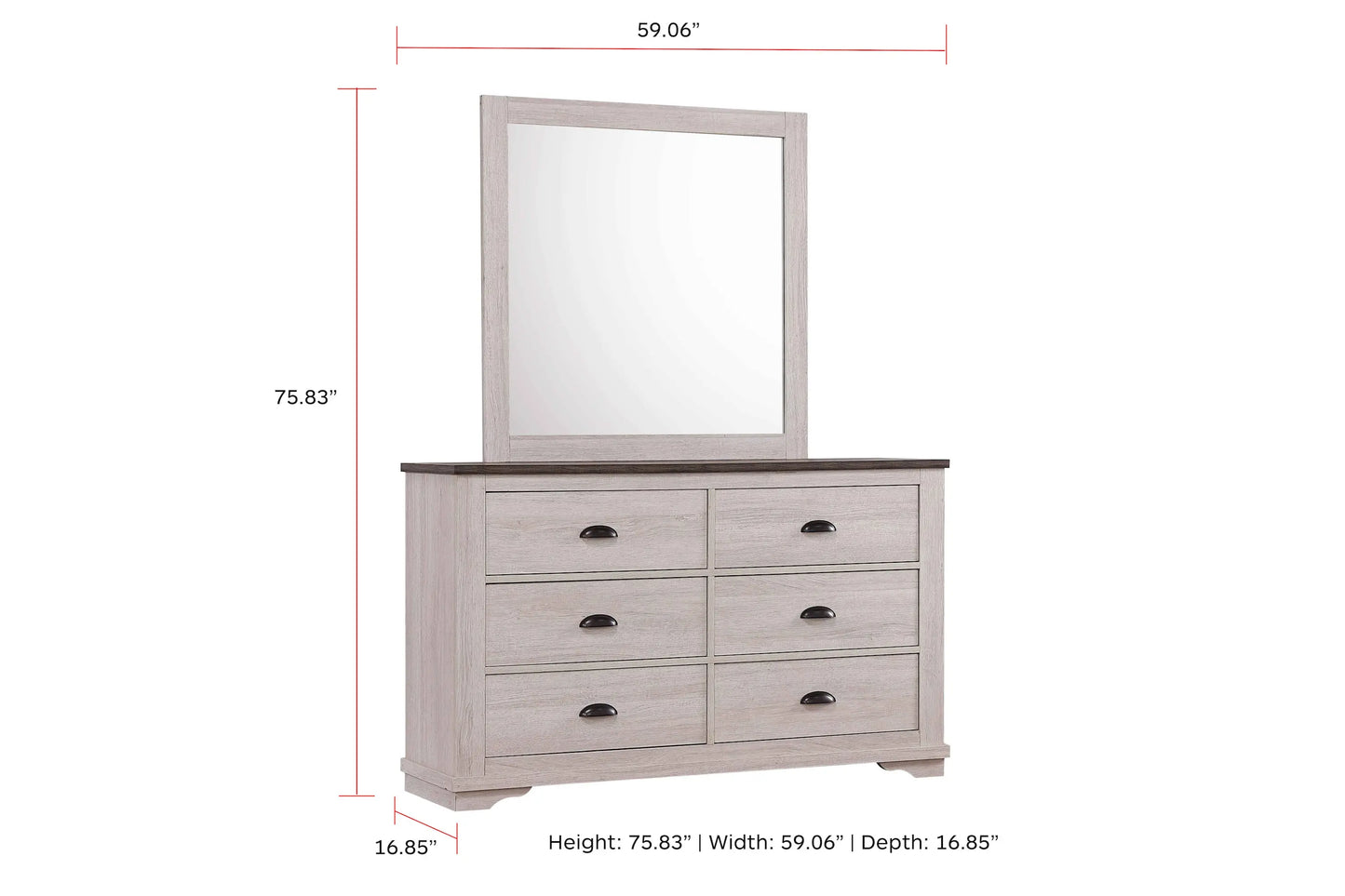 Coralee Chalk/Gray Bedroom Mirror (Mirror Only) Crown Mark