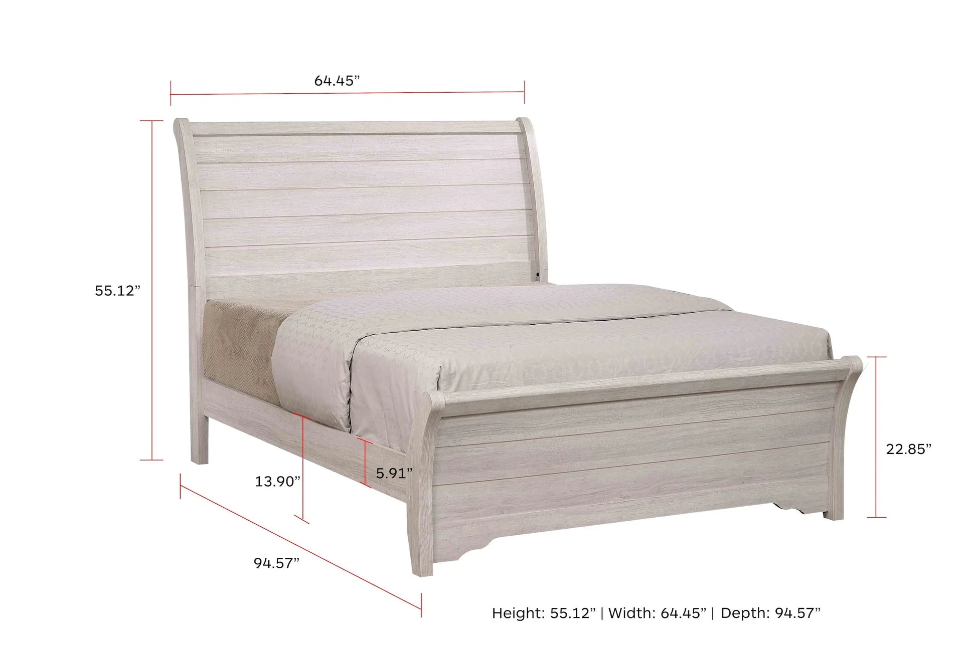 Coralee Chalk/Gray Queen Sleigh Bed Crown Mark