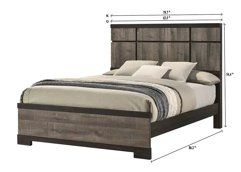 Remington Brown/Gray King Panel Bed Crown Mark