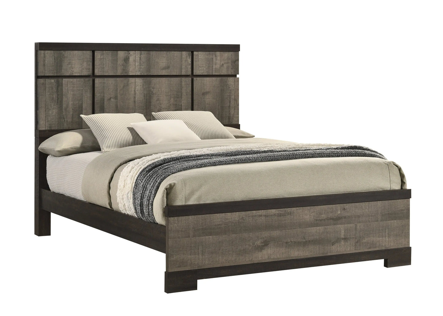 Remington Brown/Gray King Panel Bed Crown Mark