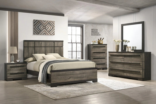 Remington Brown/Gray Panel Bedroom Set Crown Mark