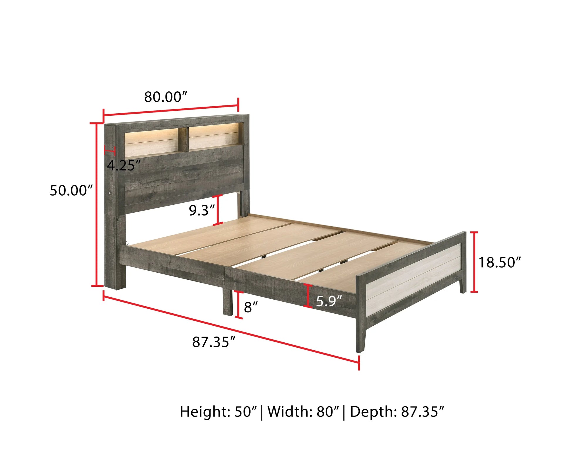 Rhett Brown/Cream LED Platform Bedroom Set Crown Mark