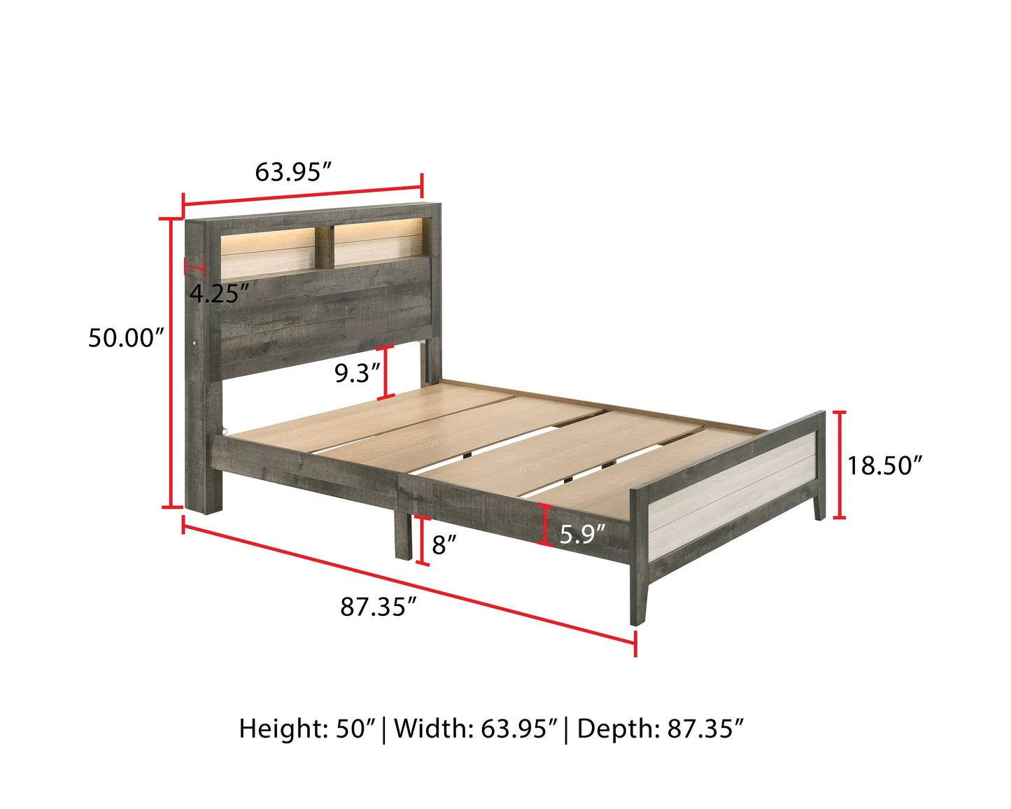 Rhett Brown/Cream LED Platform Bedroom Set Crown Mark