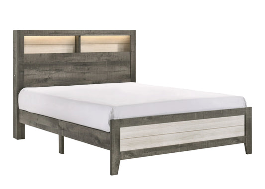 Rhett Brown/Cream King LED Platform Bed Crown Mark