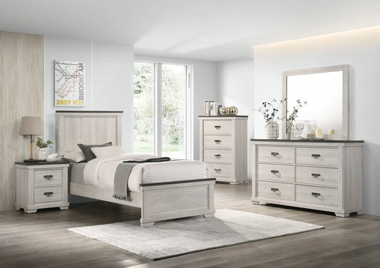 Leighton Cream/Brown Panel Youth Bedroom Set Crown Mark