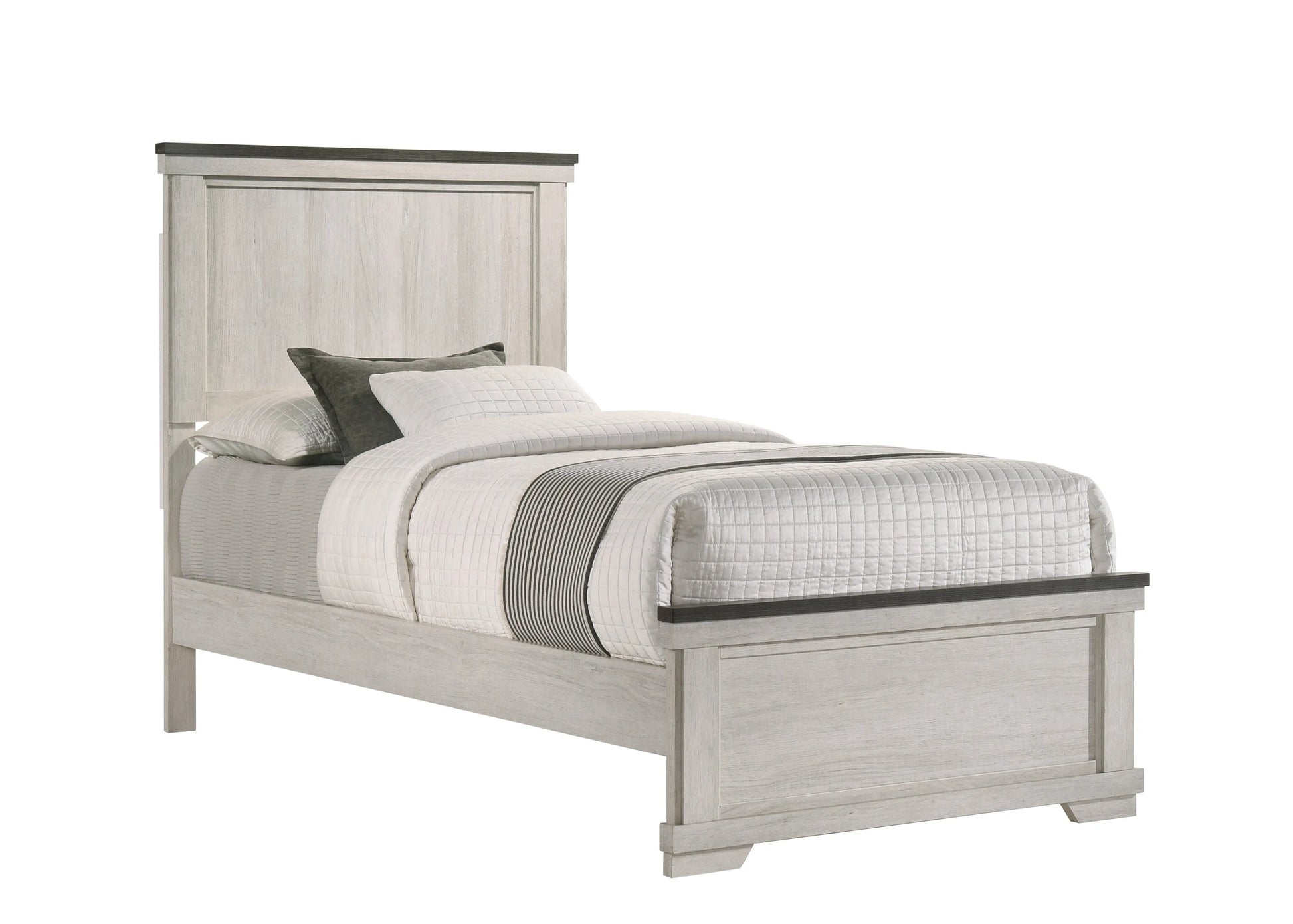 Leighton Cream/Brown Twin Panel Bed Crown Mark