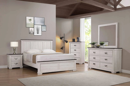 Leighton Cream/Brown Panel Bedroom Set Crown Mark