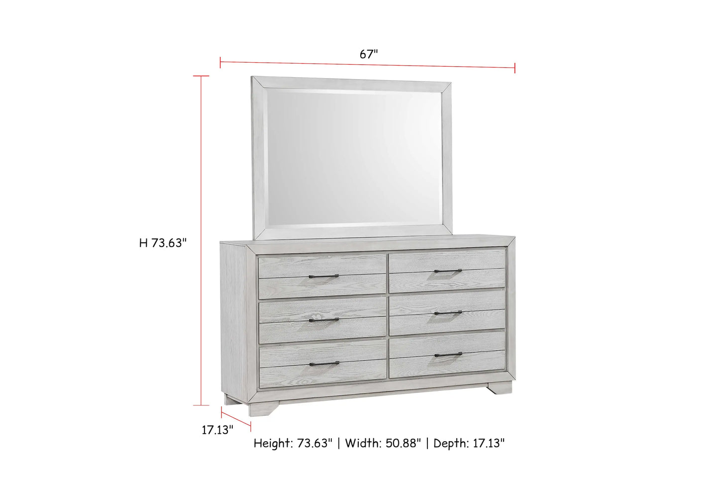 White Sands Chalk Bedroom Mirror (Mirror Only) Crown Mark