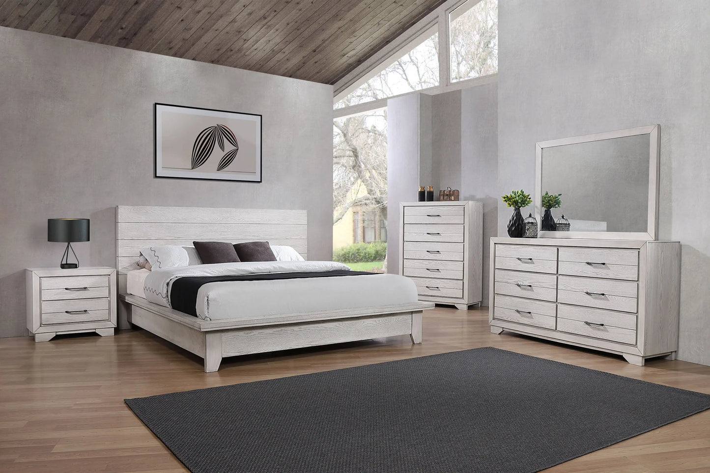 White Sands Chalk King Platform Bed Crown Mark