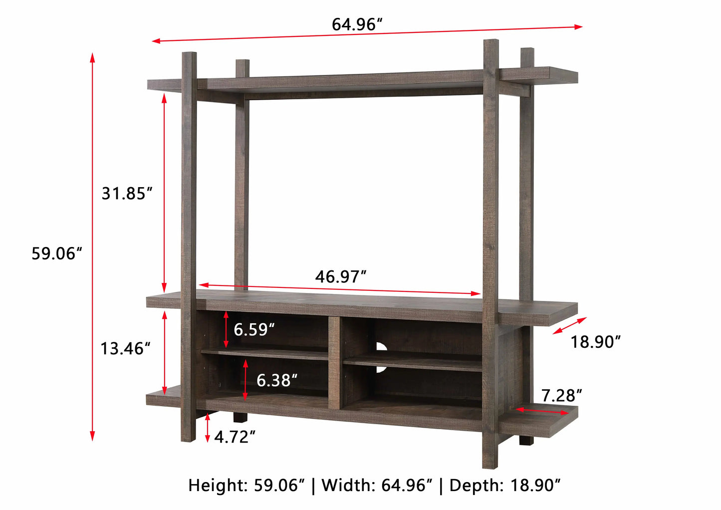 Tacoma Brown 65" Entertainment Center Crown Mark