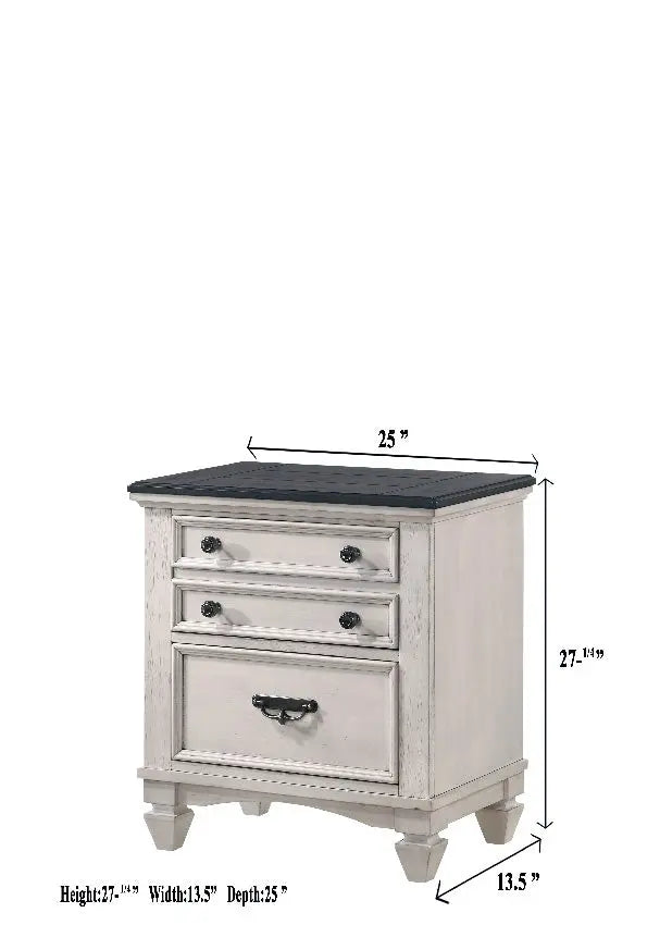 Sawyer Antique White/Brown Nightstand Crown Mark