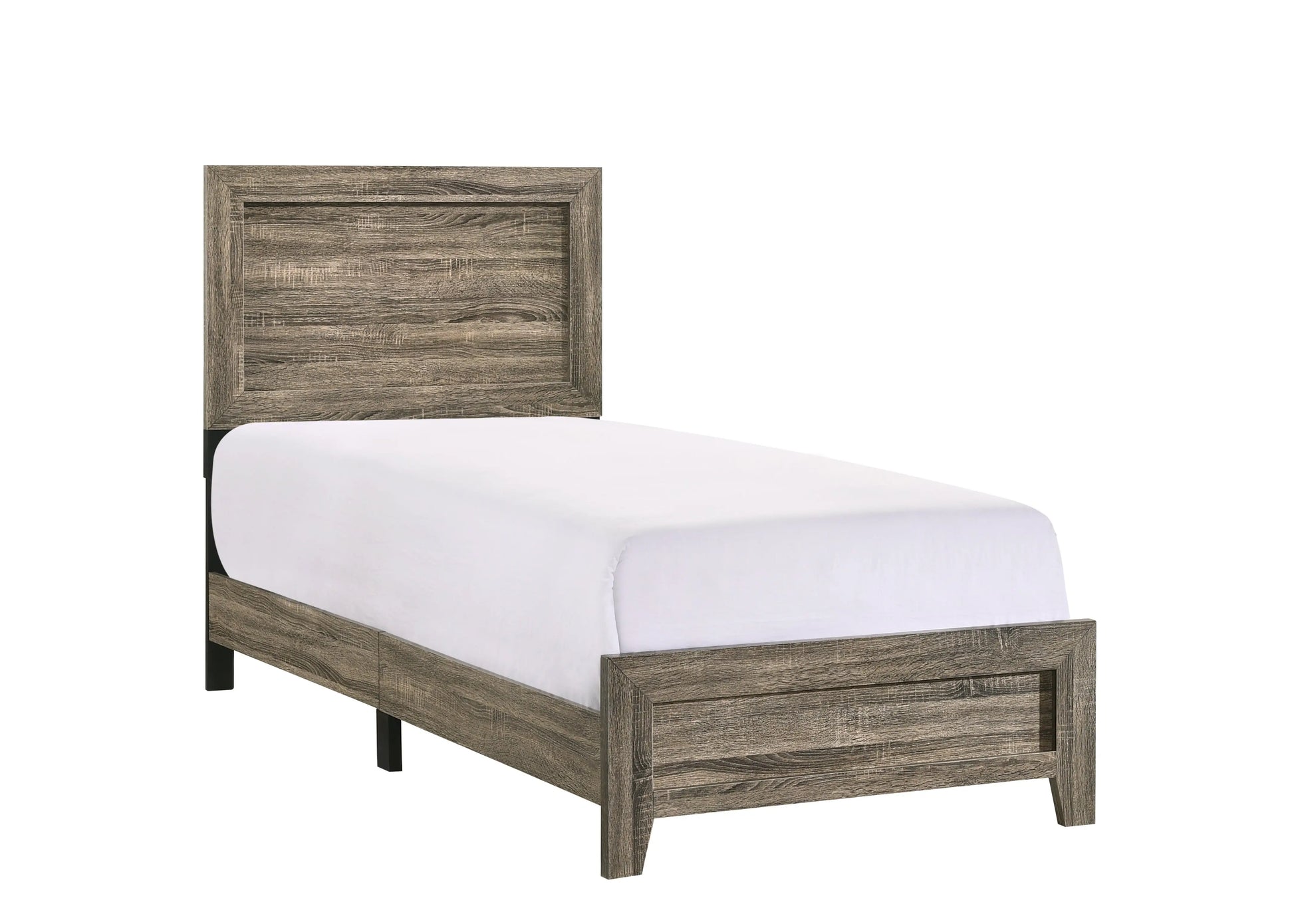 Millie Brownish Gray Twin Panel Bed Crown Mark