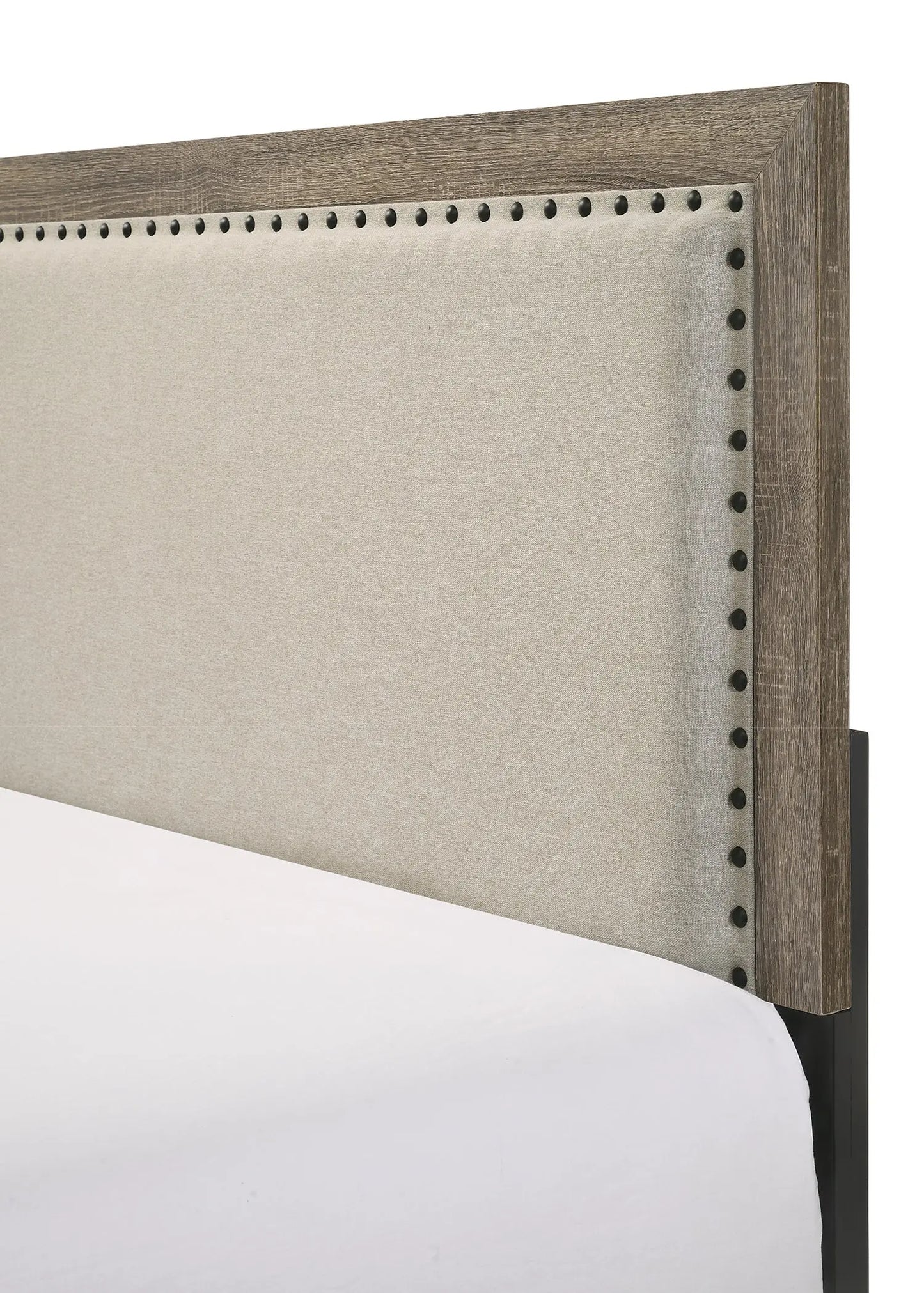 Mille Brownish Gray Full Upholstered Bed Crown Mark