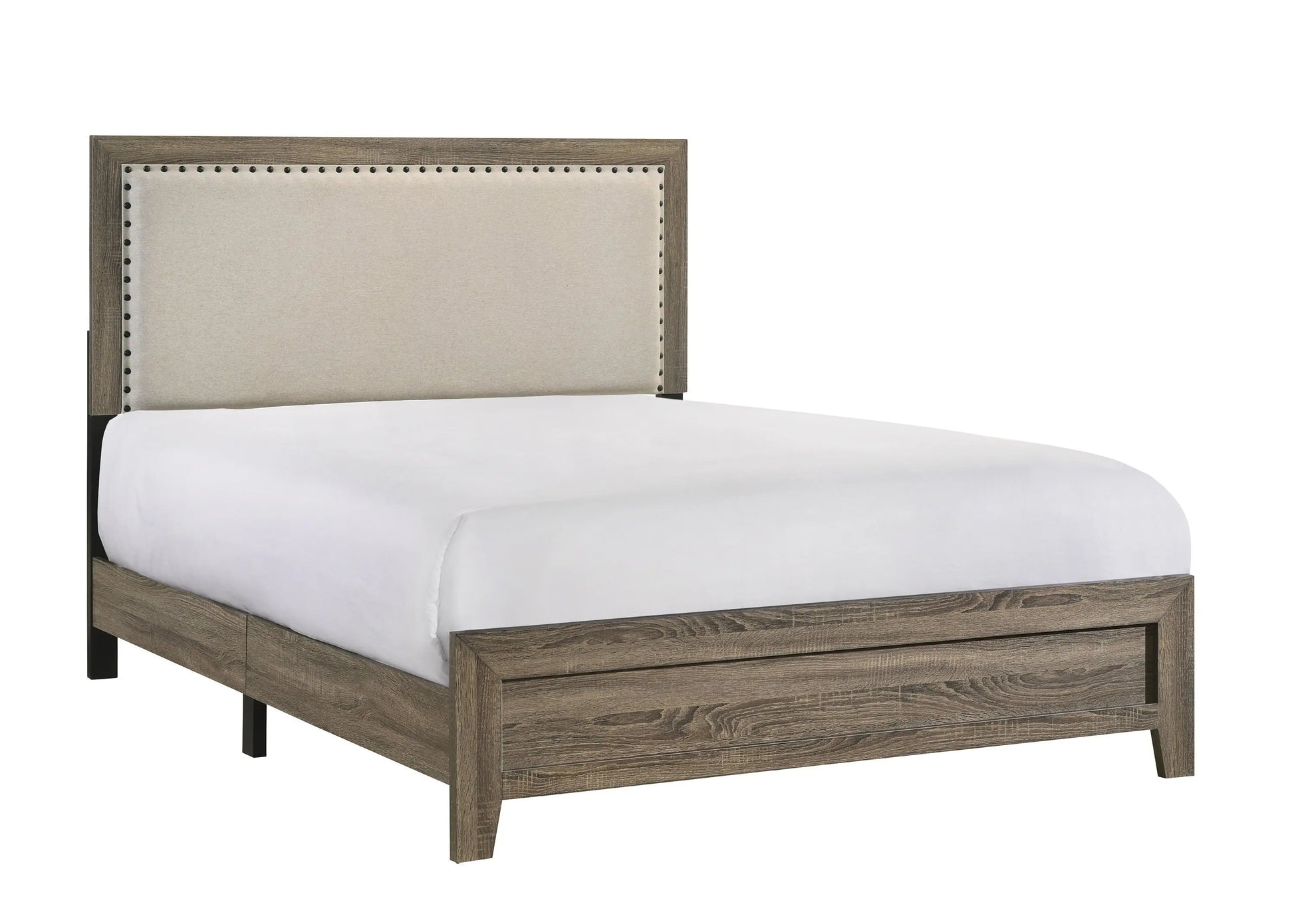 Mille Brownish Gray Twin Upholstered Bed Crown Mark