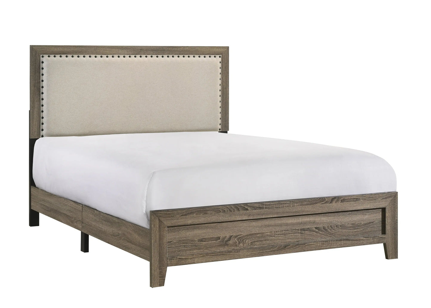 Mille Brownish Gray Full Upholstered Bed Crown Mark