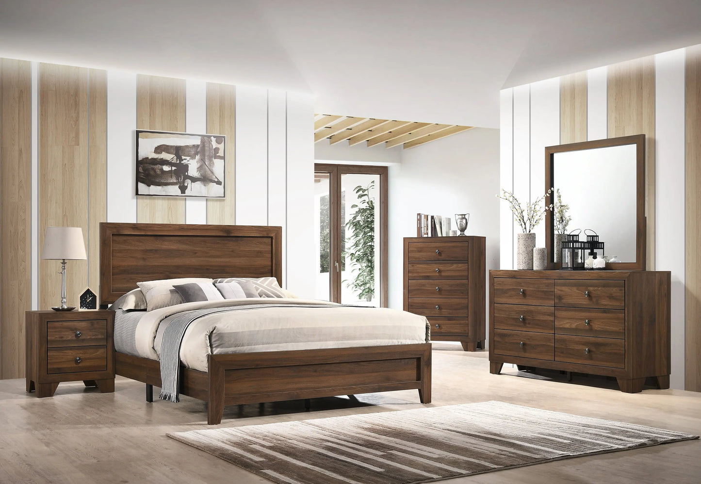 Millie Cherry Brown Panel Bedroom Set Crown Mark