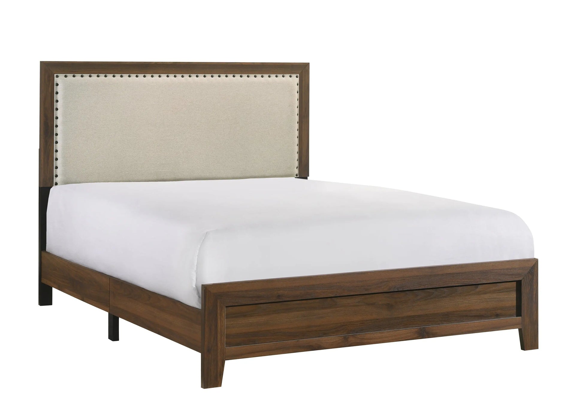 Mille Cherry Brown Twin Upholstered Bed Crown Mark