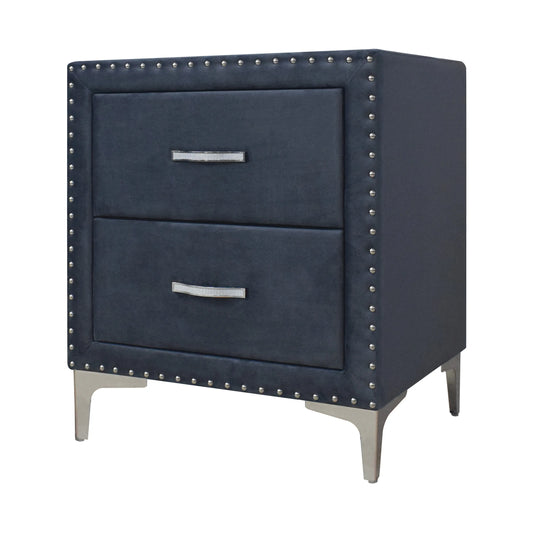 Lucinda Velvet Dark Gray Nightstand Crown Mark