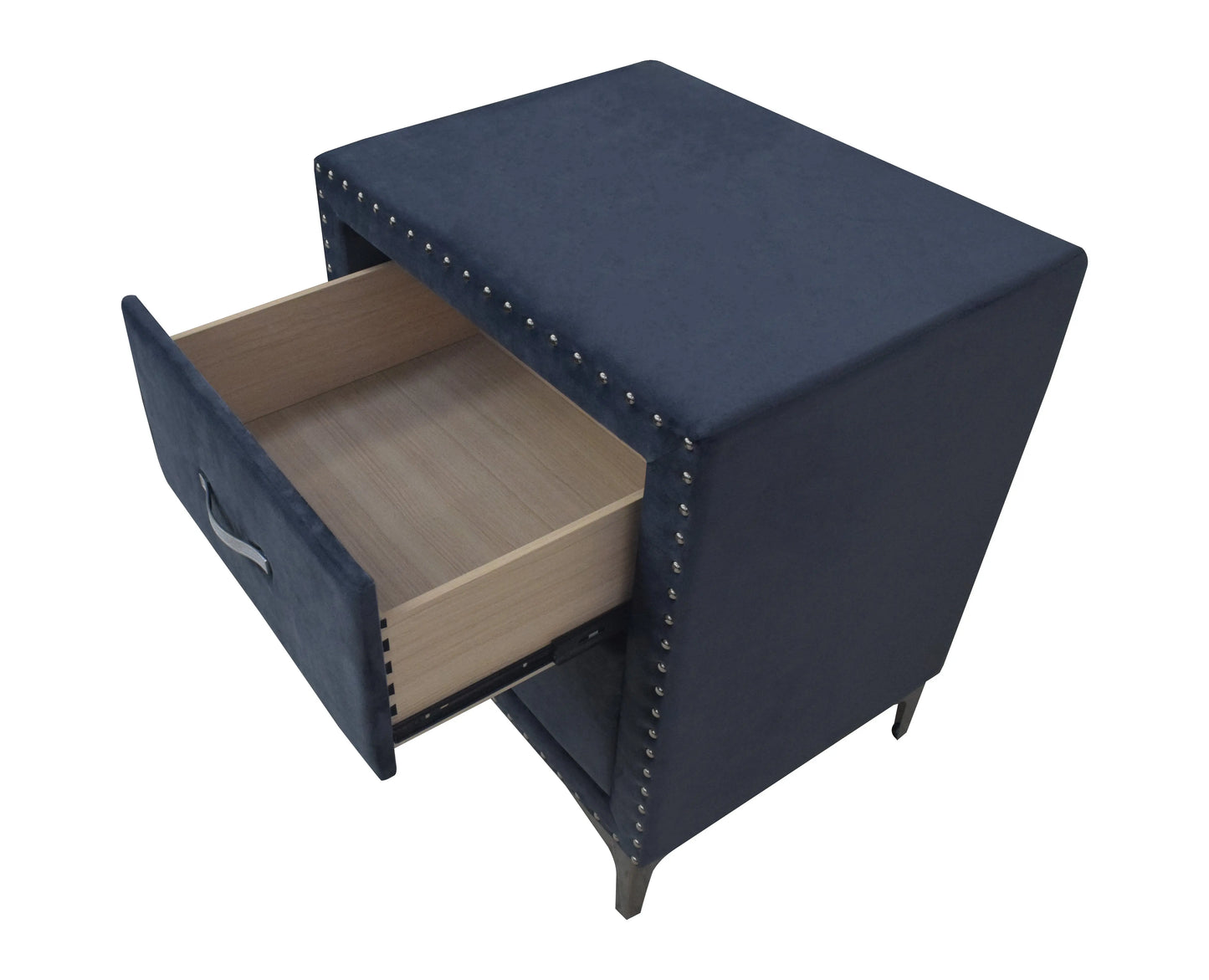 Lucinda Velvet Dark Gray Nightstand Crown Mark