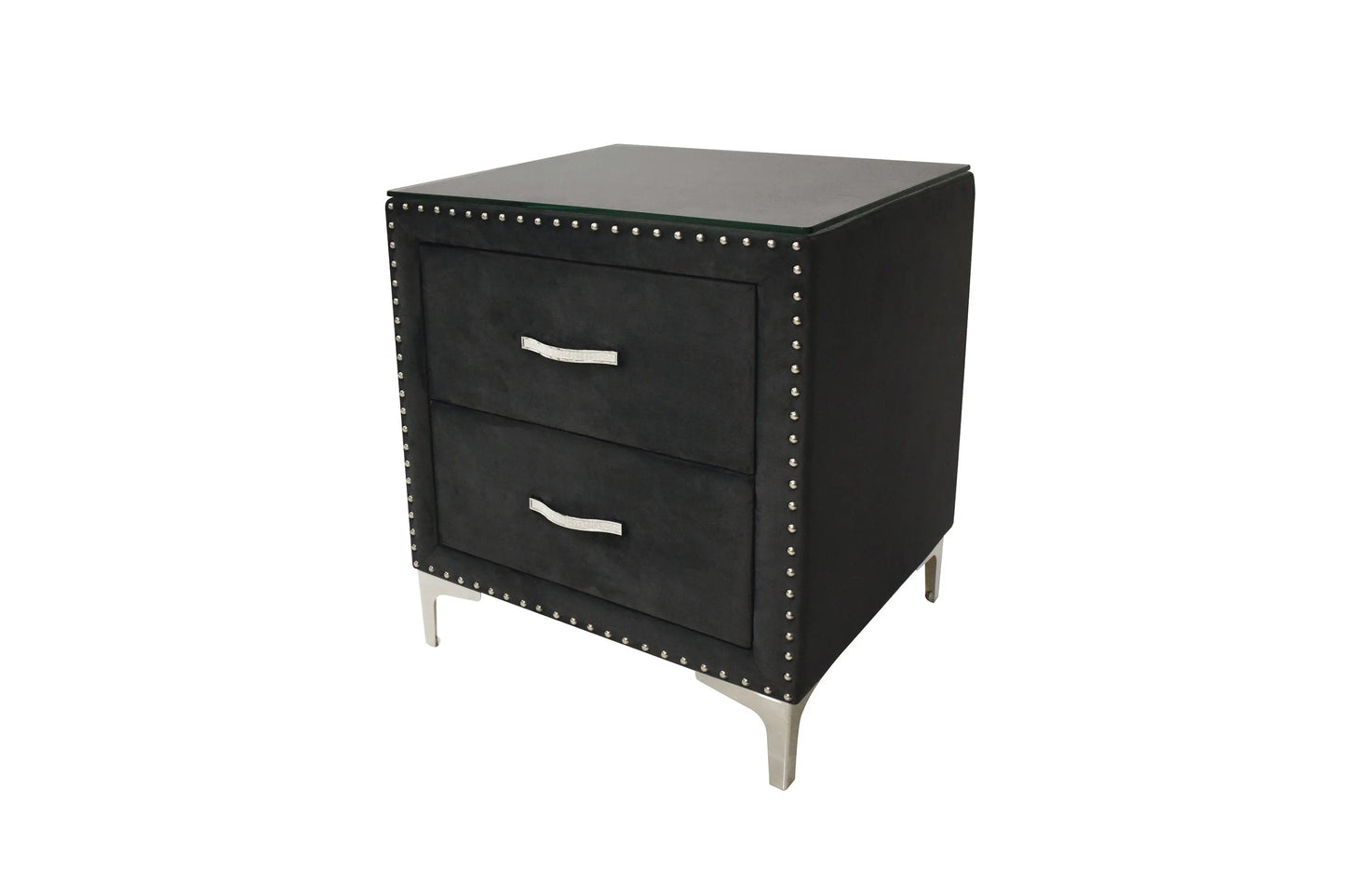 Lucinda Black Nightstand Crown Mark