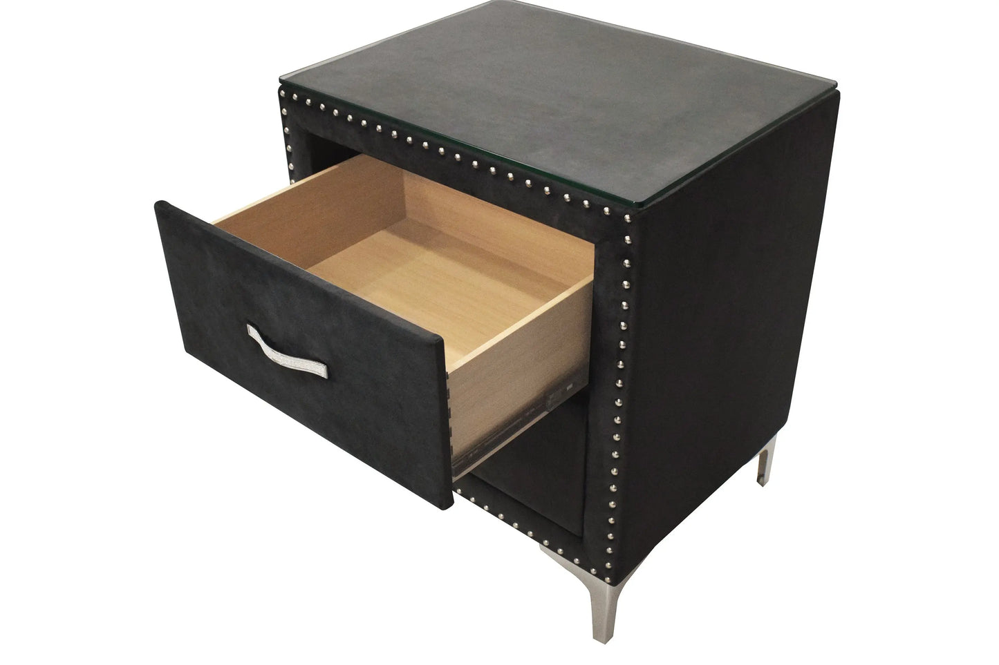 Lucinda Black Nightstand Crown Mark