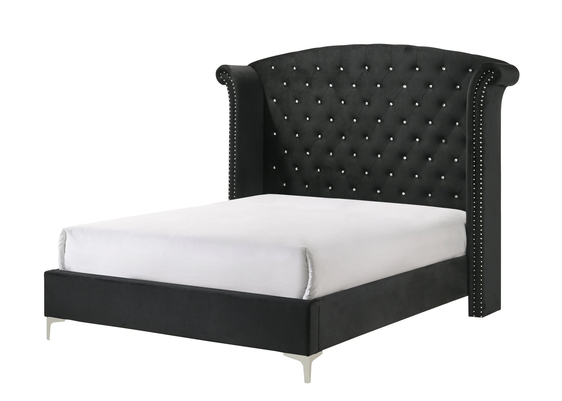 Lucinda Black Upholstered Wingback Panel Bedroom Set Crown Mark