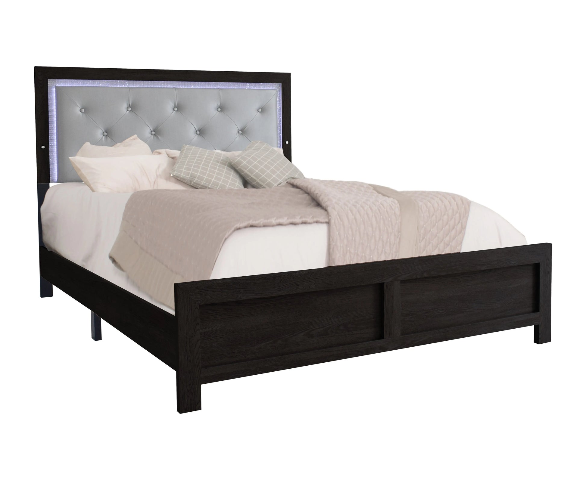 Jaylen Black King LED Panel Bed Crown Mark