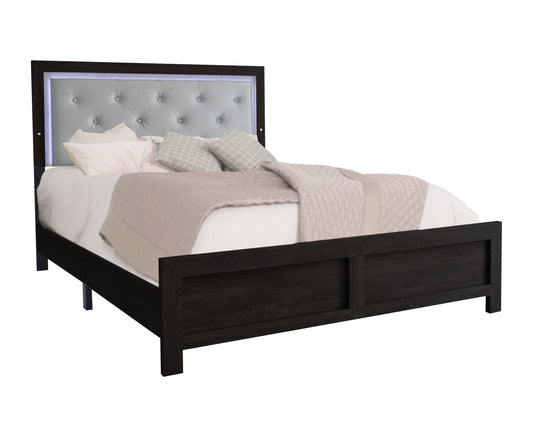 Jaylen Black Queen LED Panel Bed Crown Mark