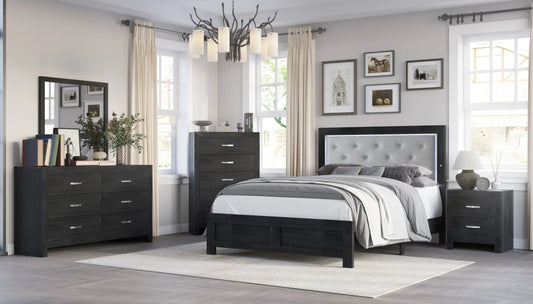 Jaylen Black LED Panel Bedroom Set Crown Mark