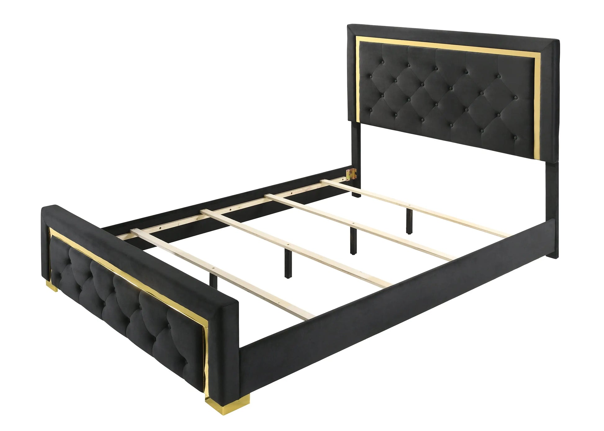 Pepe Black/Gold Panel Upholstered Bedroom Set Crown Mark