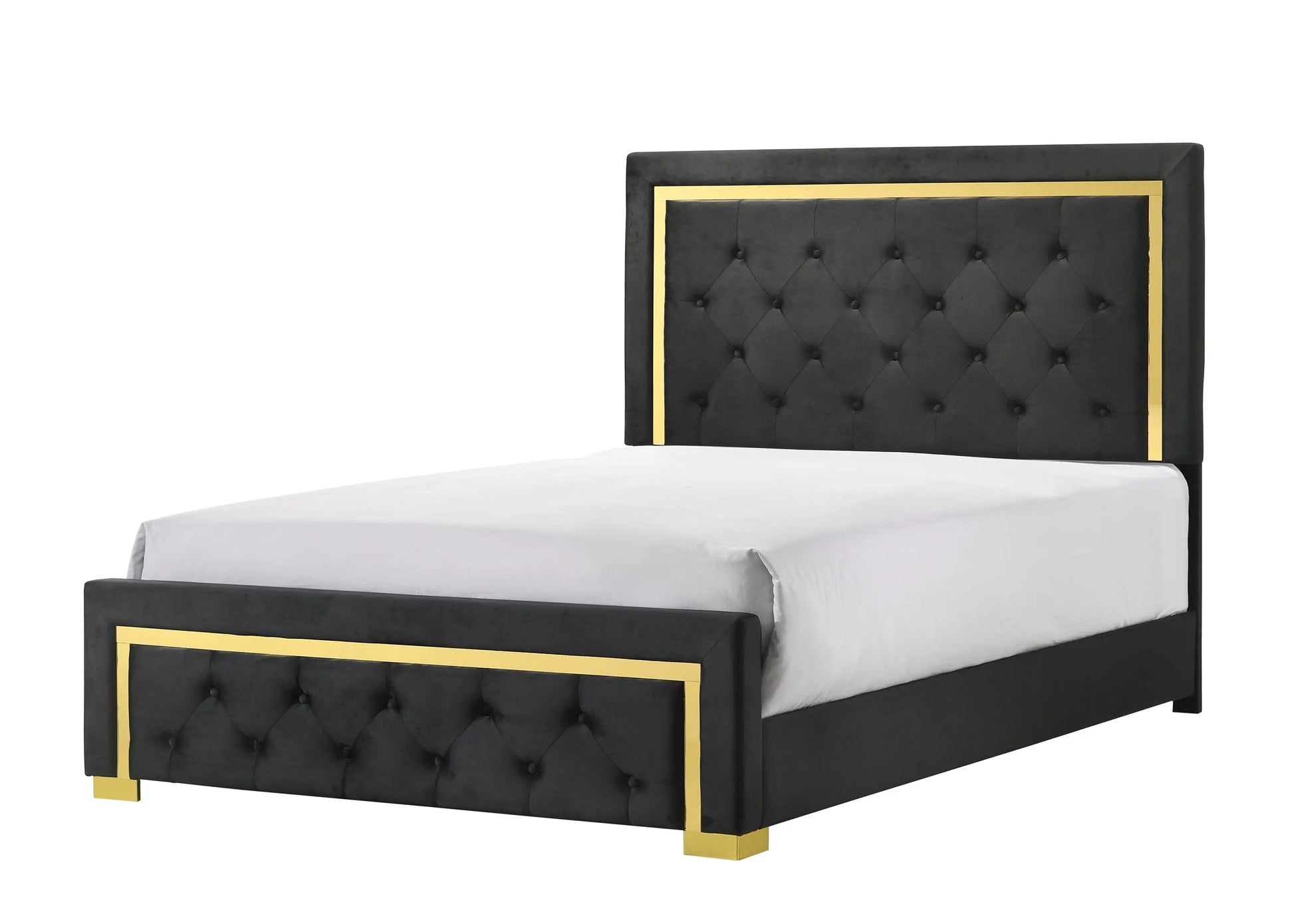 Pepe Black/Gold Panel Upholstered Bedroom Set Crown Mark