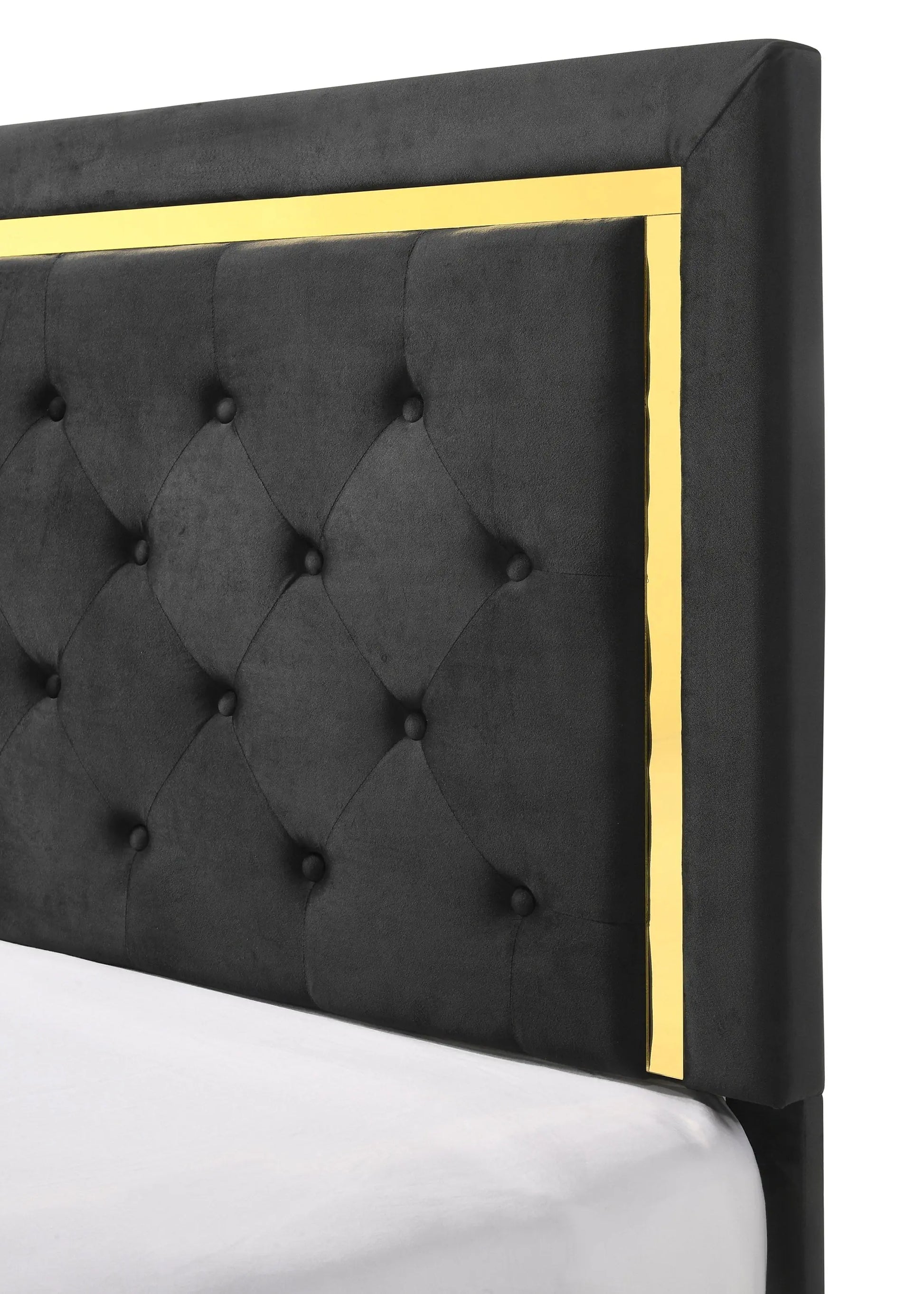 Pepe Black/Gold Panel Upholstered Bedroom Set Crown Mark