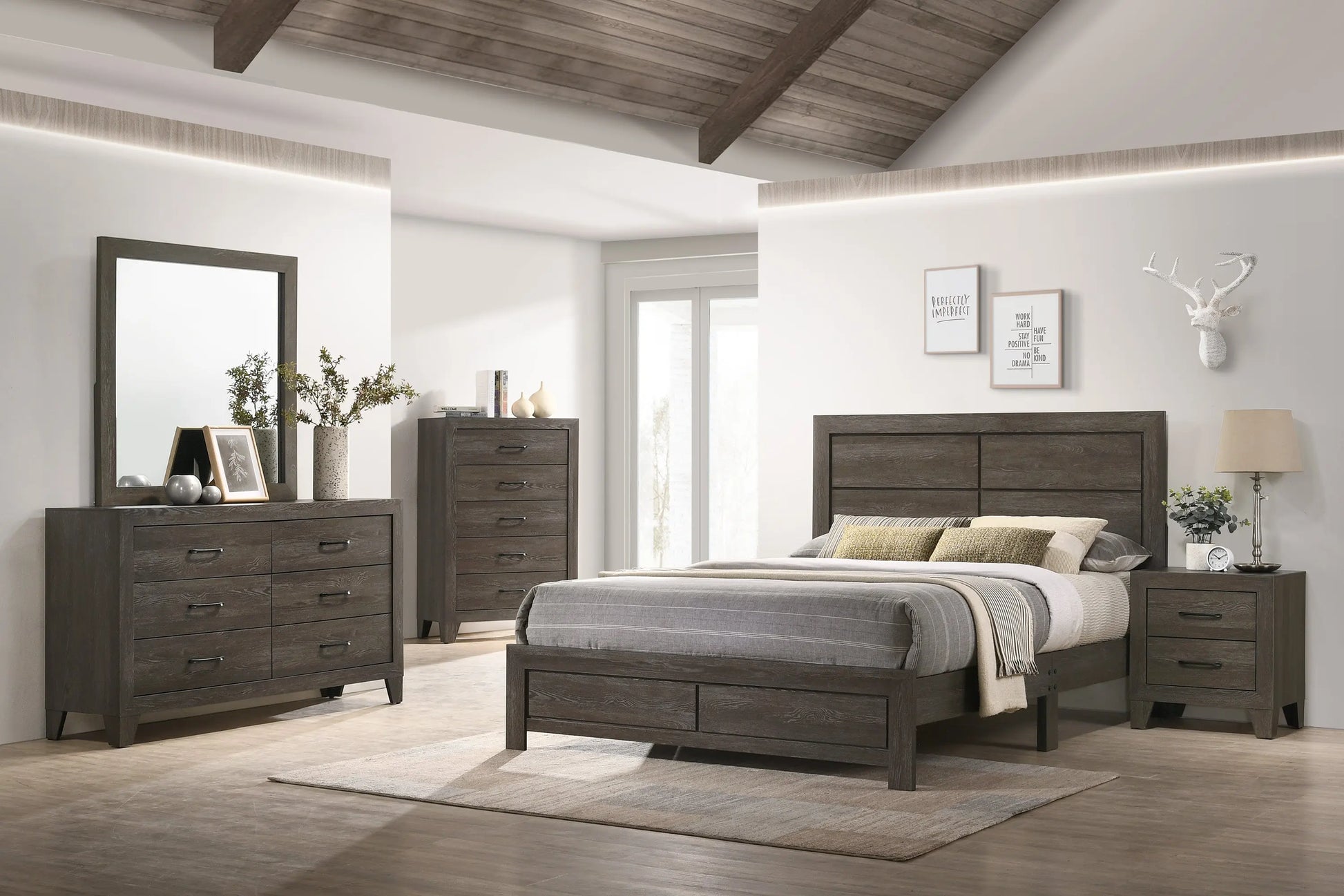 Hopkins Brown King Platform Bed Crown Mark