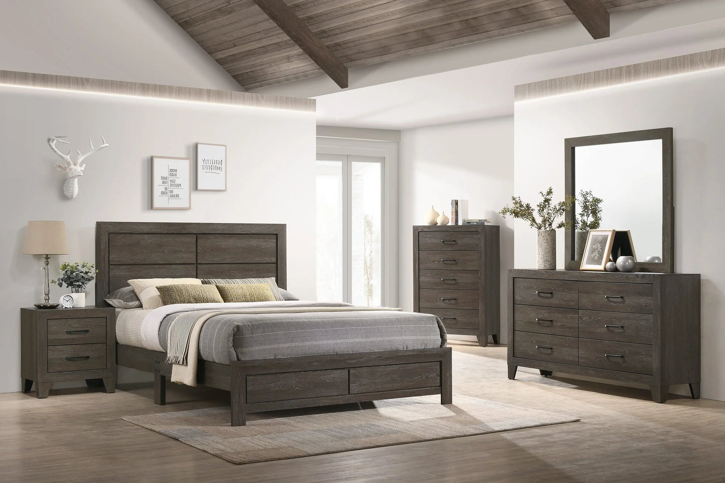 Hopkins Brown Platform Bedroom Set Crown Mark