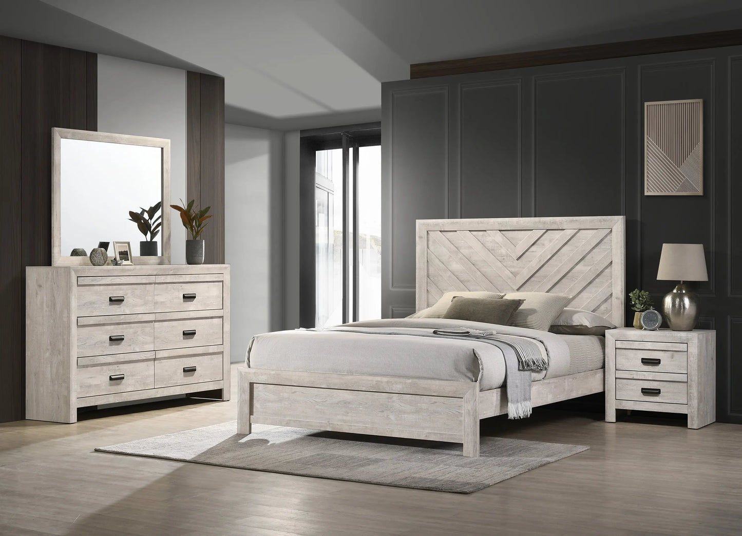 Valor Beige Panel Bedroom Set Crown Mark