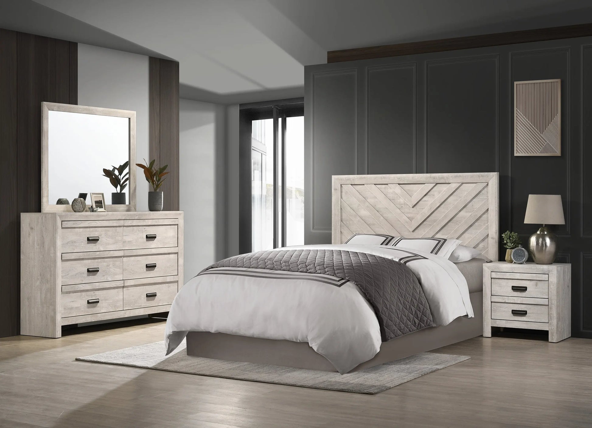 Valor Beige Panel Bedroom Set Crown Mark