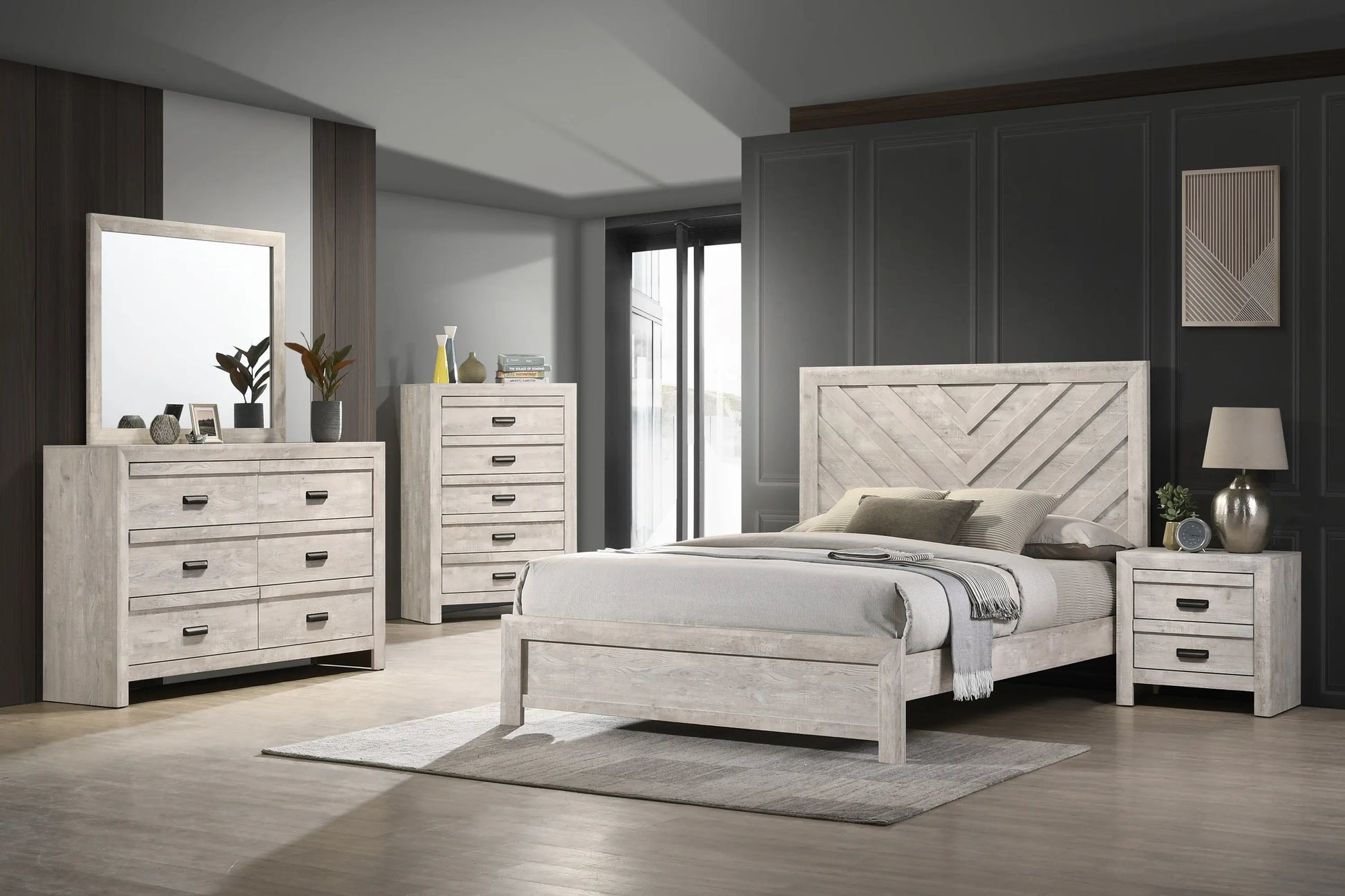 Valor Beige Full Panel Bed Crown Mark