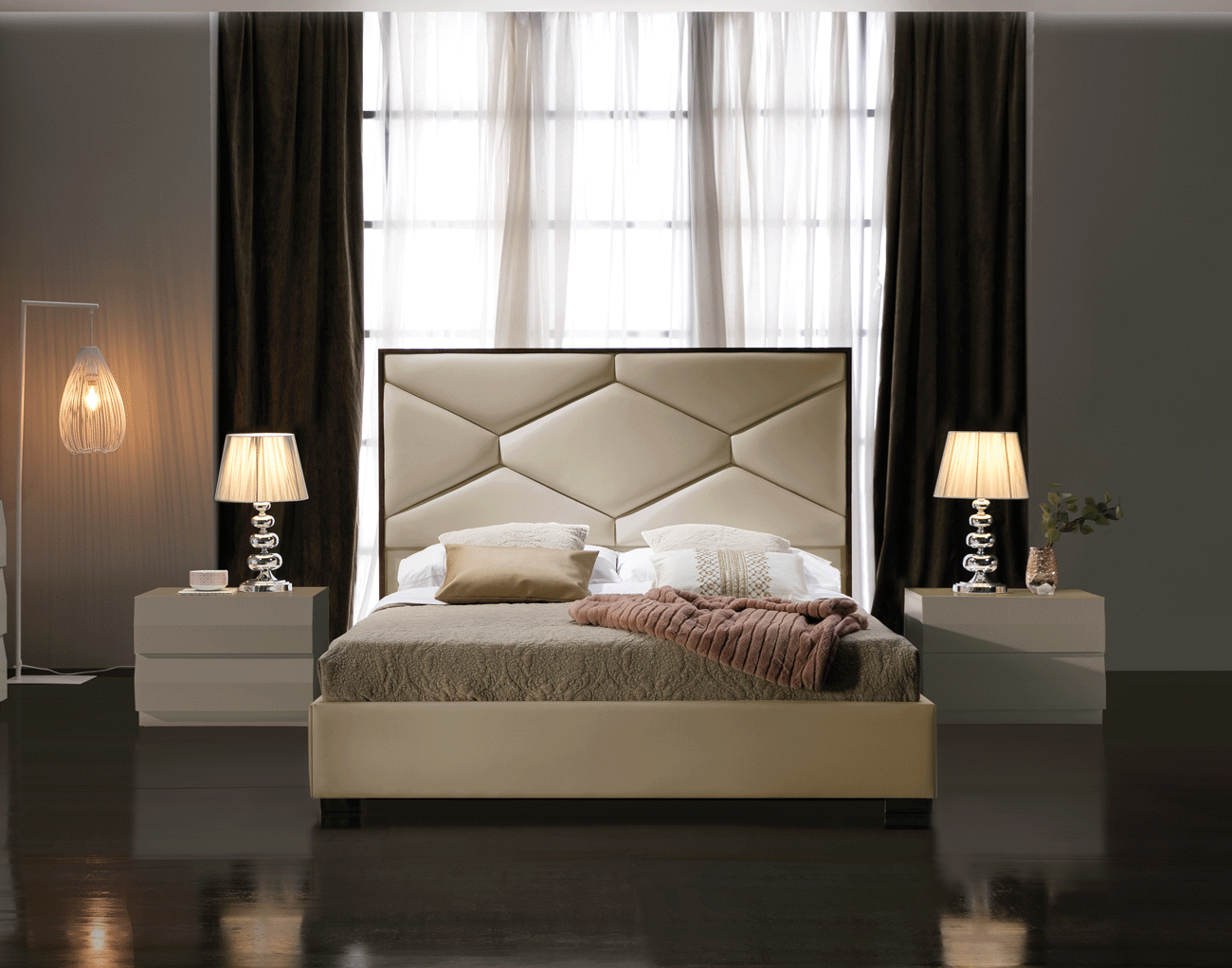 ESF Furniture - Martina 3 Piece Queen Storage Bedroom Set in Beige - MARTINABEDQS-M152 ESF Furniture
