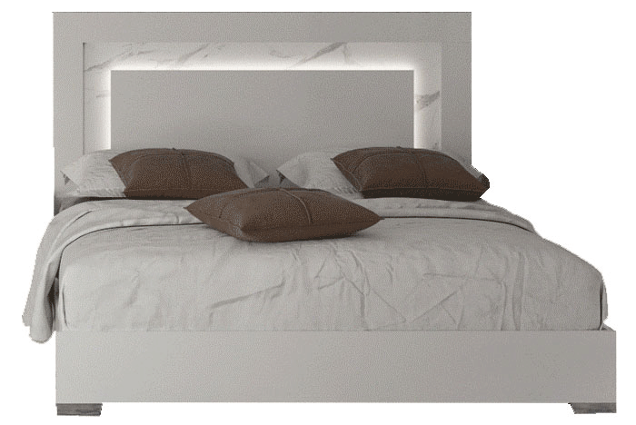 ESF Furniture - Carrara Queen Size Bed w/Light in White - CARRARABEDQS ESF Furniture