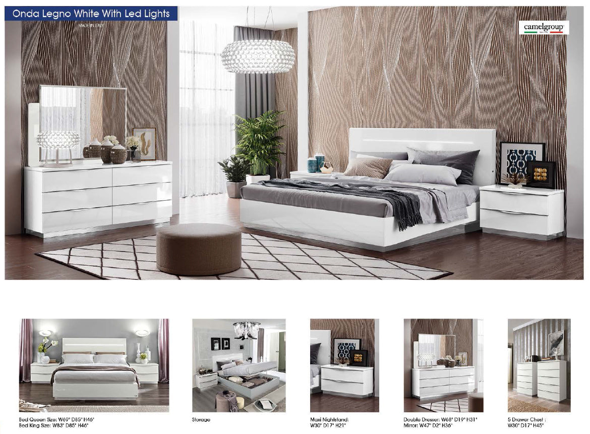 ESF Furniture - Onda Legno King Bed in White - ONDABEDKSLEGNO ESF Furniture