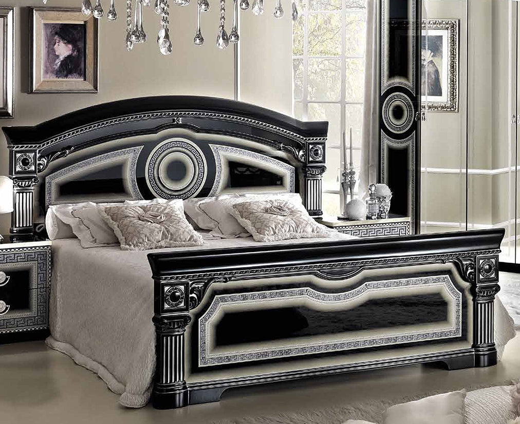 ESF Furniture - Aida 4 Piece Queen Bedroom Set in Black/Silver - AIDABEDQ.SBLACK/SILV-4SET ESF Furniture