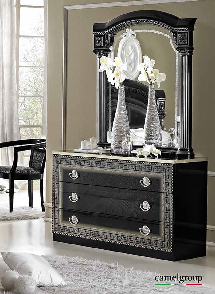 ESF Furniture - Aida 4 Piece Queen Bedroom Set in Black/Silver - AIDABEDQ.SBLACK/SILV-4SET ESF Furniture