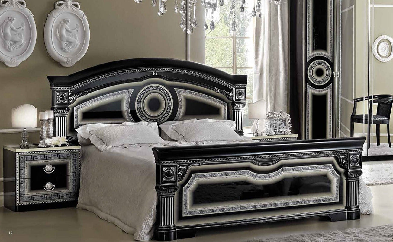 ESF Furniture - Aida 3 Piece Queen Bedroom Set in Black/Silver - AIDABEDQ.SBLACK/SILV-3SET ESF Furniture