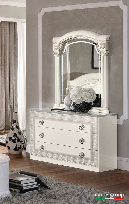 ESF Furniture - Aida Single Dresser with Mirror in White-Silver - AIDASDRESSERWHITESIL-M ESF Furniture