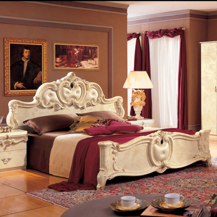 ESF Furniture - Barocco Queen Size Bed in Ivory - BAROCCOBEDQ.S ESF Furniture