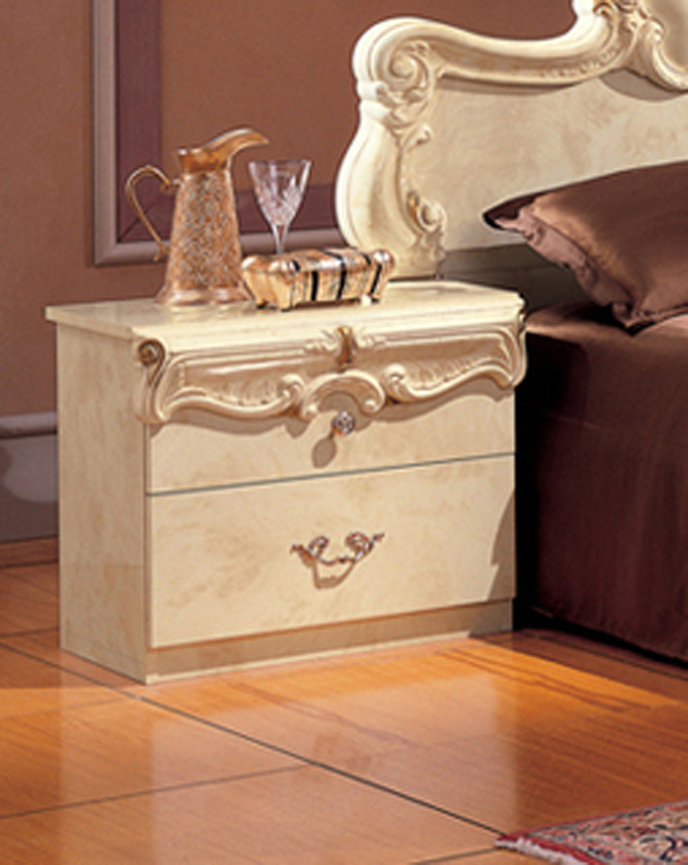 ESF Furniture - Barocco 5 Piece Eastern King Bedroom Set in Ivory - BAROCCOBEDK.S.IVORY-5SET ESF Furniture