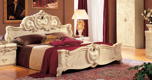 ESF Furniture - Barocco King Size Bed in Ivory - BAROCCOBEDK.S.IVORY ESF Furniture